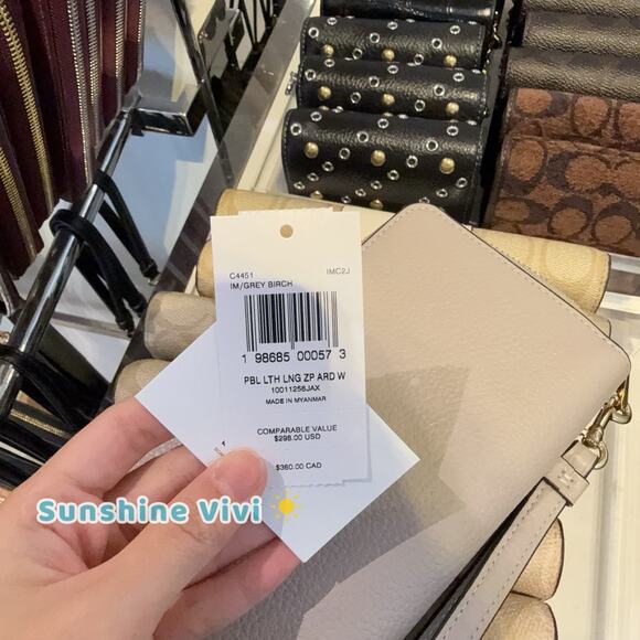 NWT Coach Long Zip Around Wallet Leather C4451, IM/GREY BIRCH - Picture 6 of 6